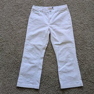 Vtg Y2K GAP Capri Jeans 8 White Stretch Mid-Rise Straight Cropped Denim Pants